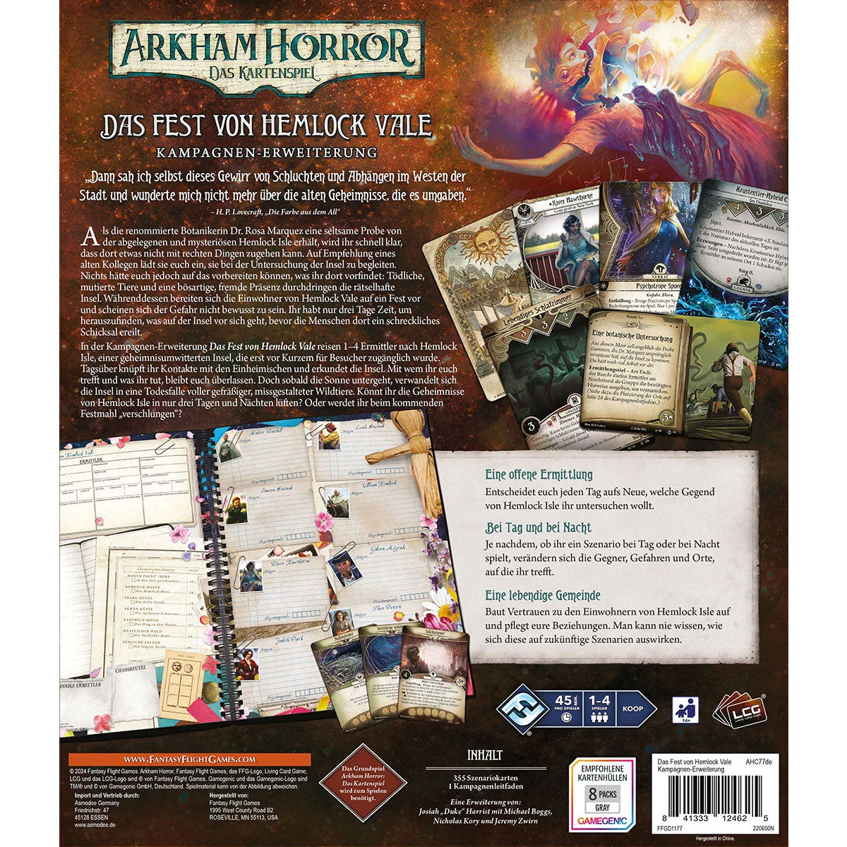 Arkham Horror: Das Kartenspiel – Das Fest von Hemlock Vale (Kampagnen-Erweiterung) Rückseite