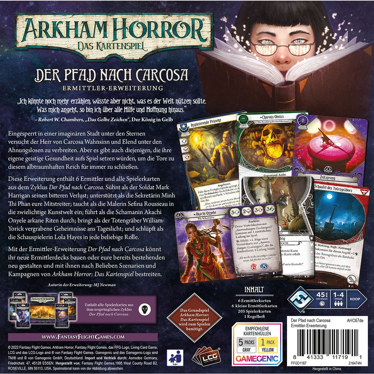 Arkham Horror: Das Kartenspiel – Der Pfad nach Carcosa (Ermittler-Erweiterung) Rückseite
