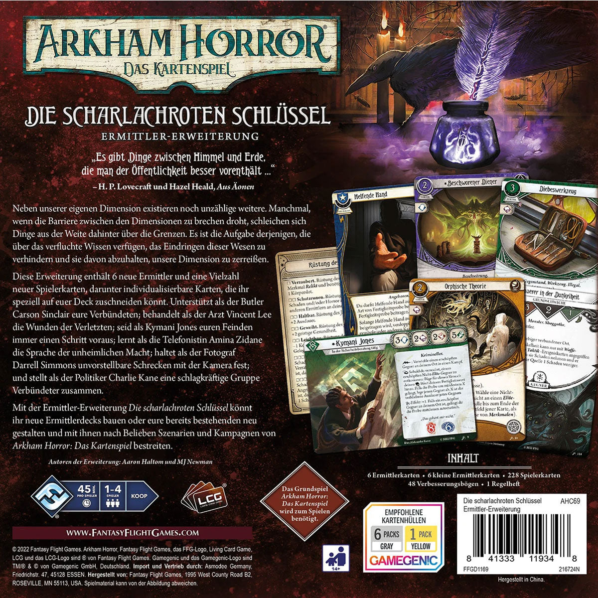 Arkham Horror: Das Kartenspiel – Die scharlachroten Schlüssel (Ermittler-Erweiterung) Rückseite