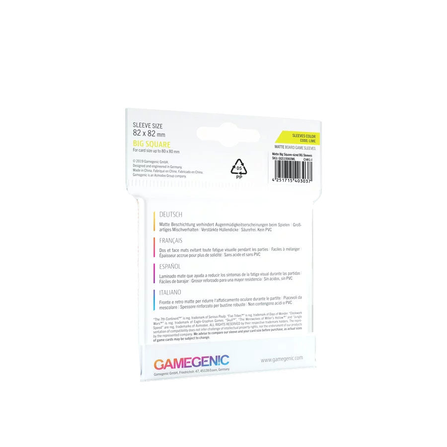 Gamegenic Matte Sleeves: LIME (82x82mm)