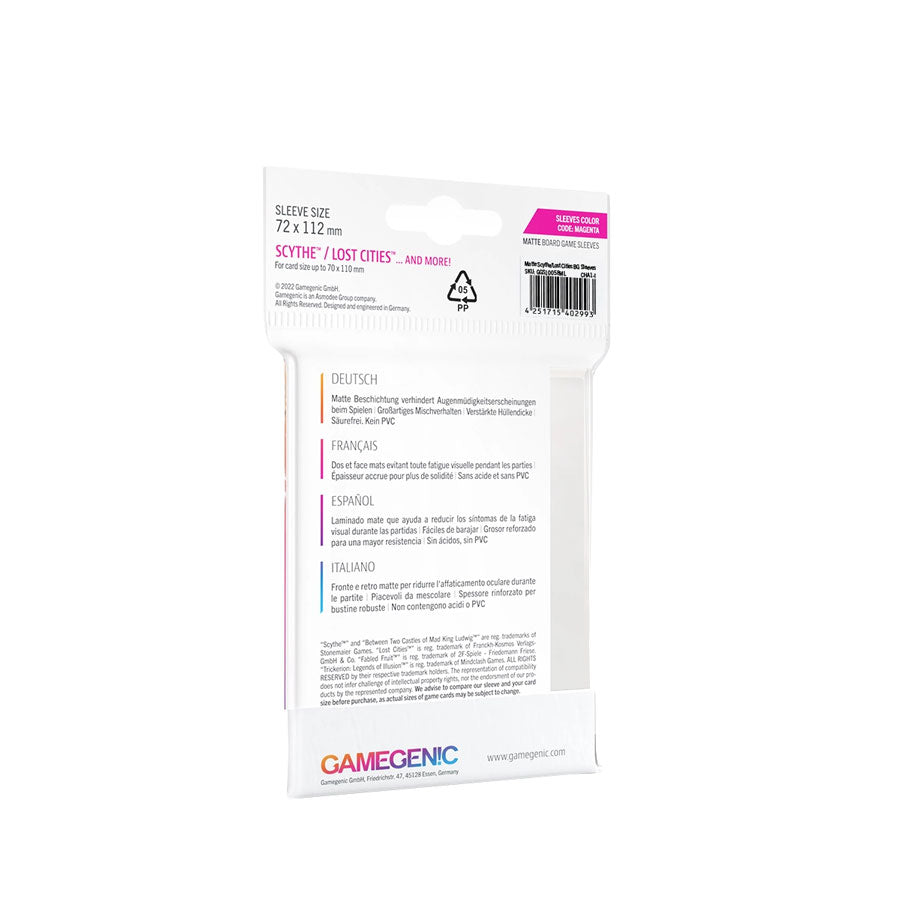 Gamegenic Matte Sleeves: MAGENTA (72x112mm)