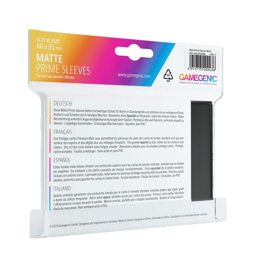 Gamegenic Matte Prime Sleeves: Standard Size in Schwarz Rückseite