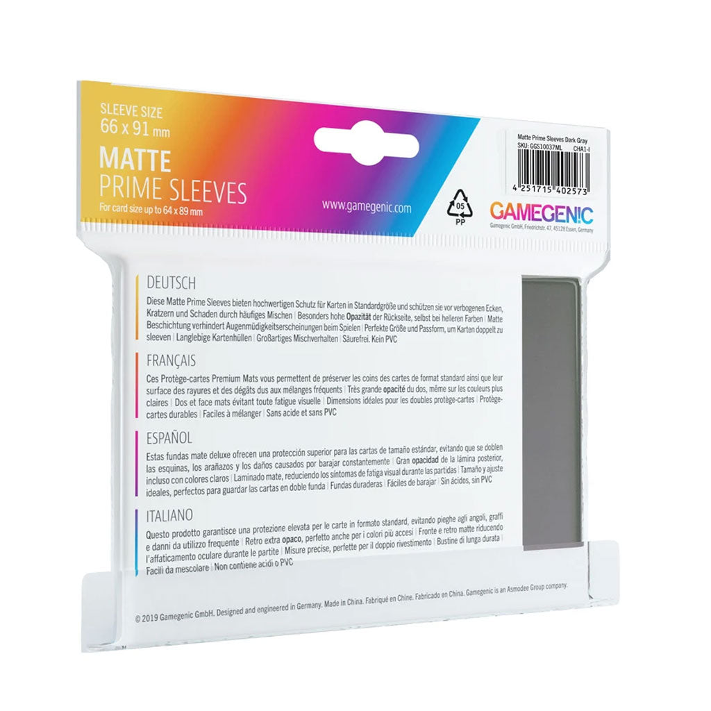 Gamegenic Matte Prime Sleeves: Standard Size in Dunkelgrau Rückseite