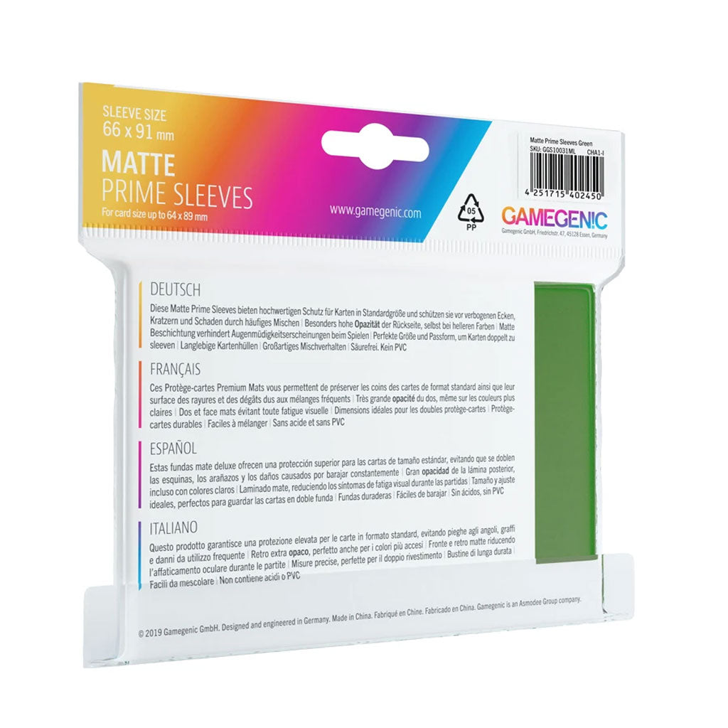 Gamegenic Matte Prime Sleeves: Standard Size in Grün Rückseite