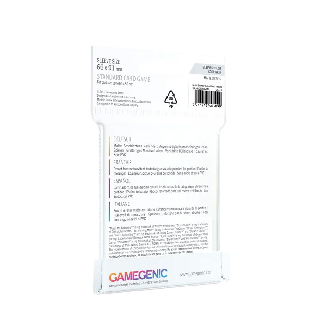 Gamegenic Matte Sleeves: GRAY (66x91mm) Rückseite