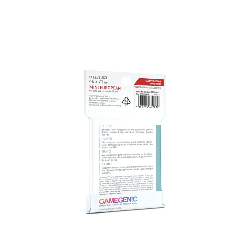 Gamegenic Prime Sleeves: RUBY (46x71mm) Rückseite
