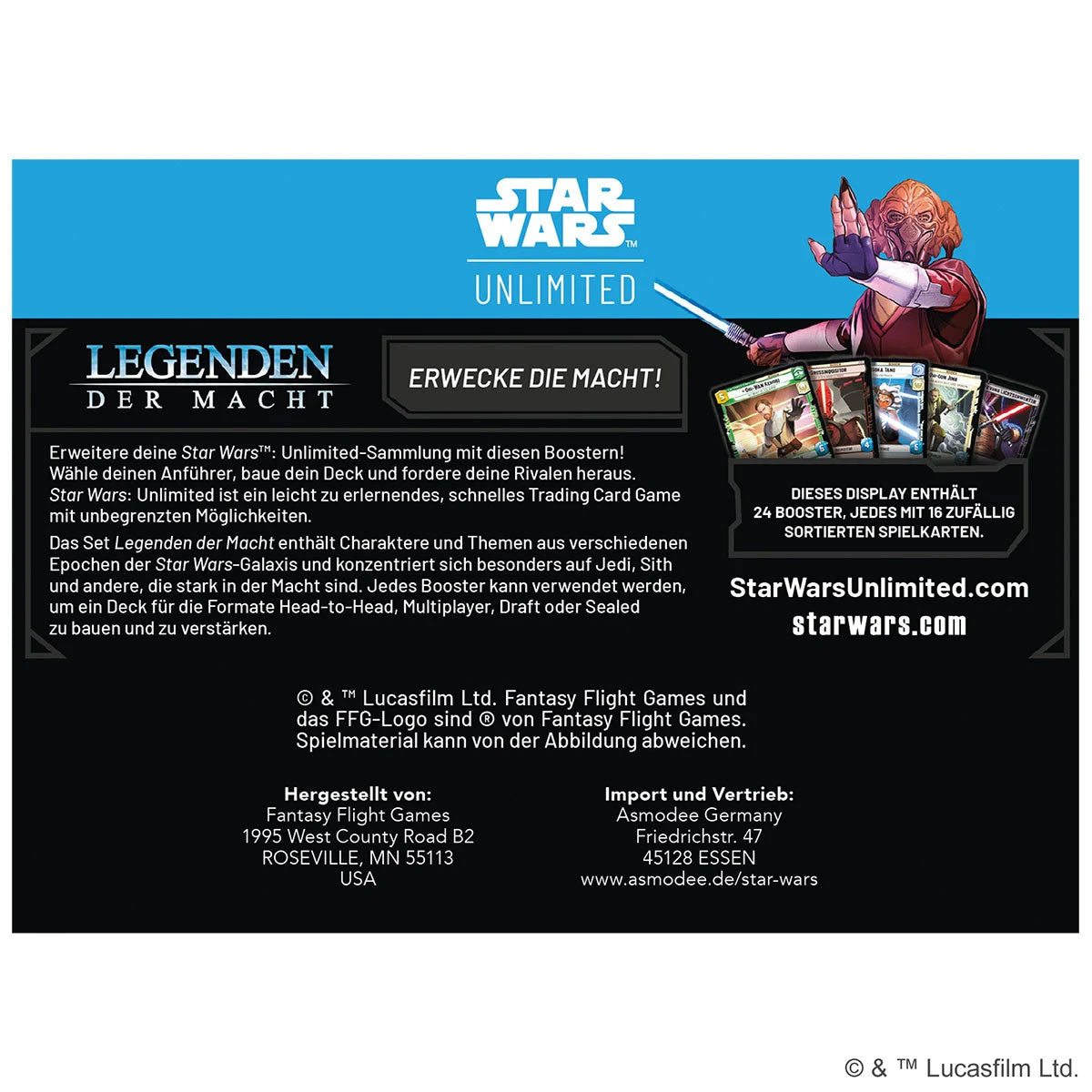 Star Wars: Unlimited - Legenden der Macht (Booster Display) Rückseite