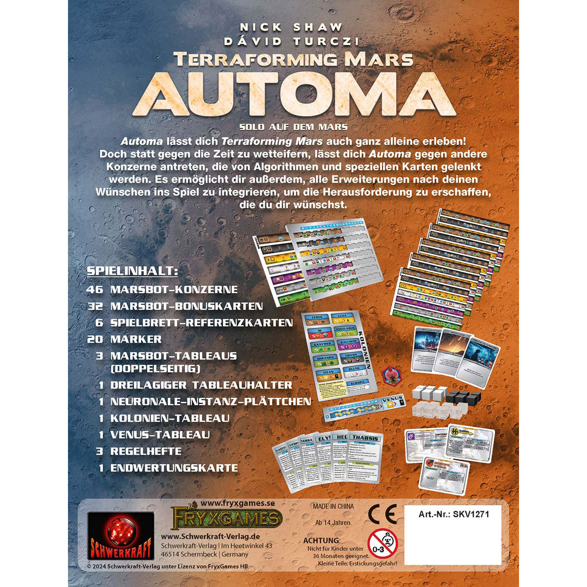 Terraforming Mars: Automa Rückseite
