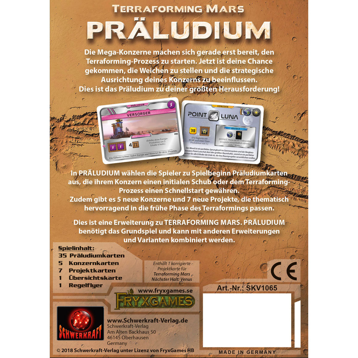 Terraforming Mars: Präludium Rückseite