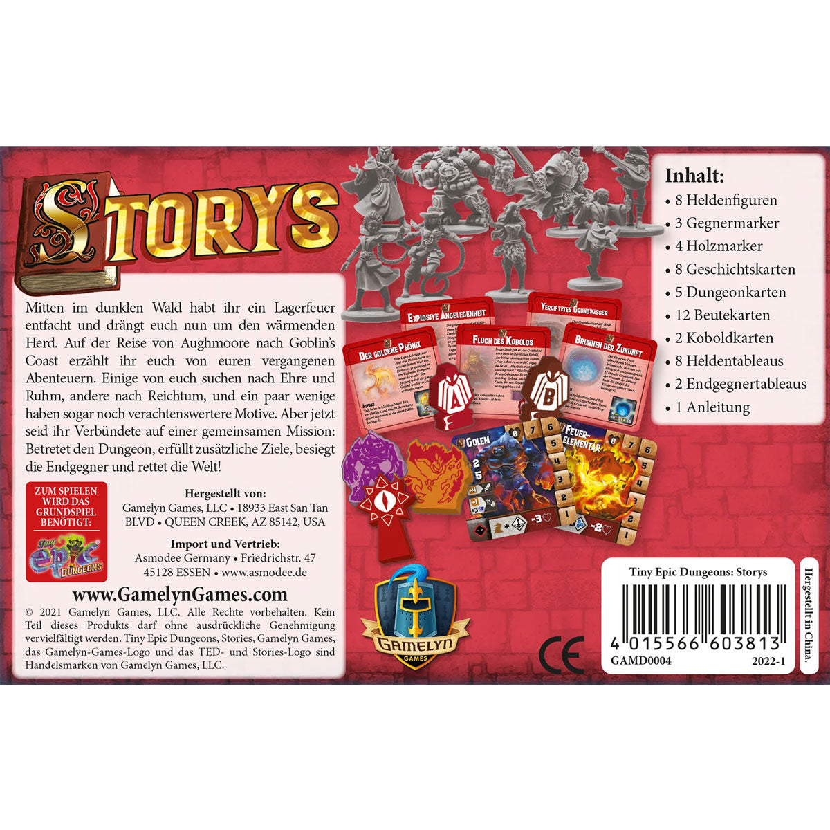 Tiny Epic Dungeons: Storys Rückseite