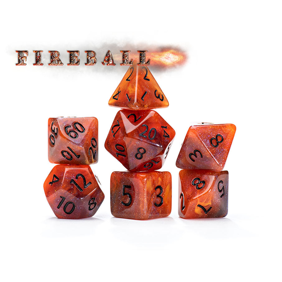 Aether Dice: Fireball (Premium 7er Würfelset)