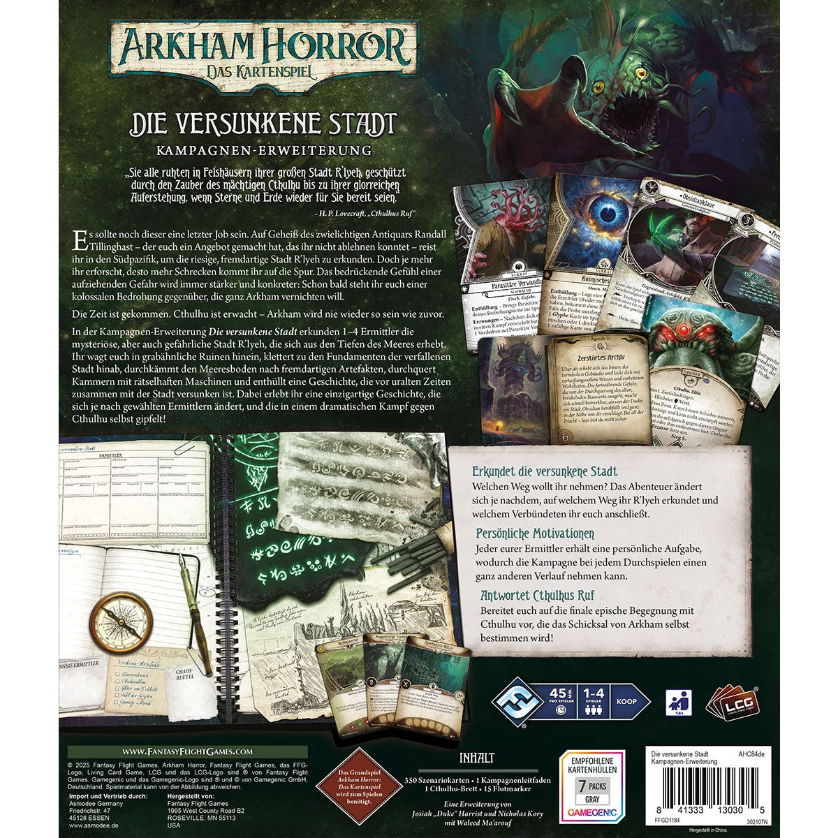 Arkham Horror: Das Kartenspiel – Die Versunkene Stadt (Kampagnen-Erweiterung) Rückseite
