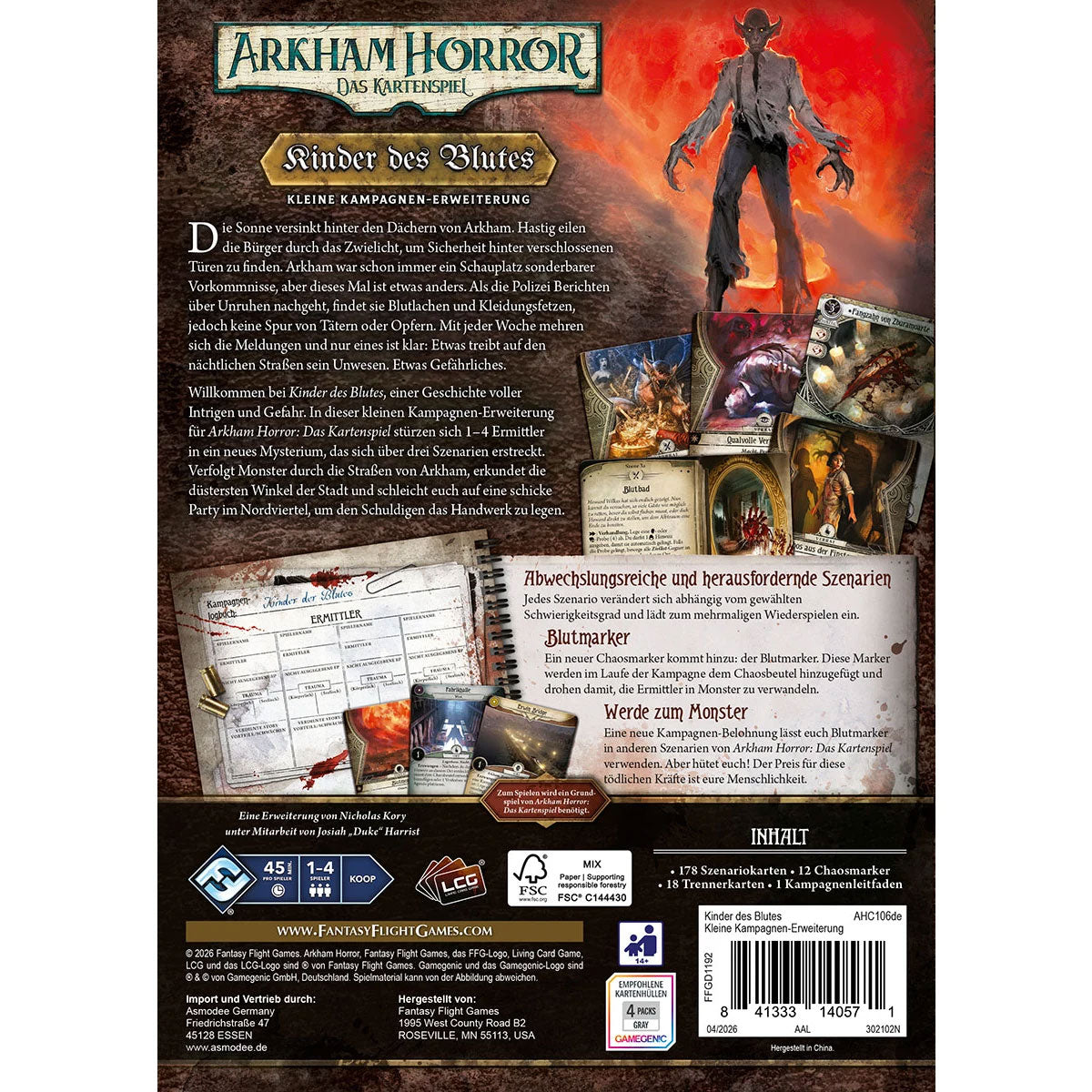 Arkham Horror: Das Kartenspiel - Kinder des Blutes Rückseite