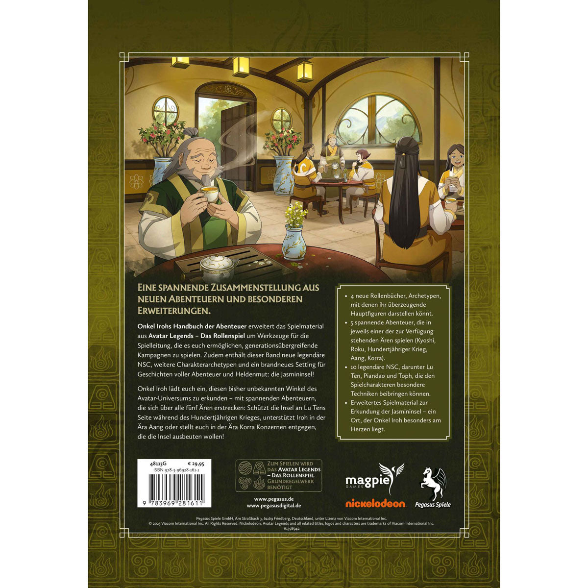 Avatar Legends - Das Rollenspiel: Onkel Irohs Handbuch der Abenteuer Rückseite