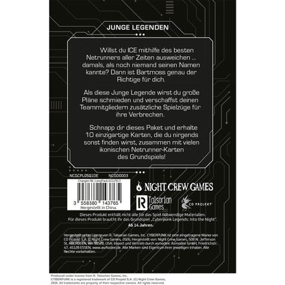 Cyberpunk Legends: Into the Night - Bartmoss Erweiterungsdeck Rückseite
