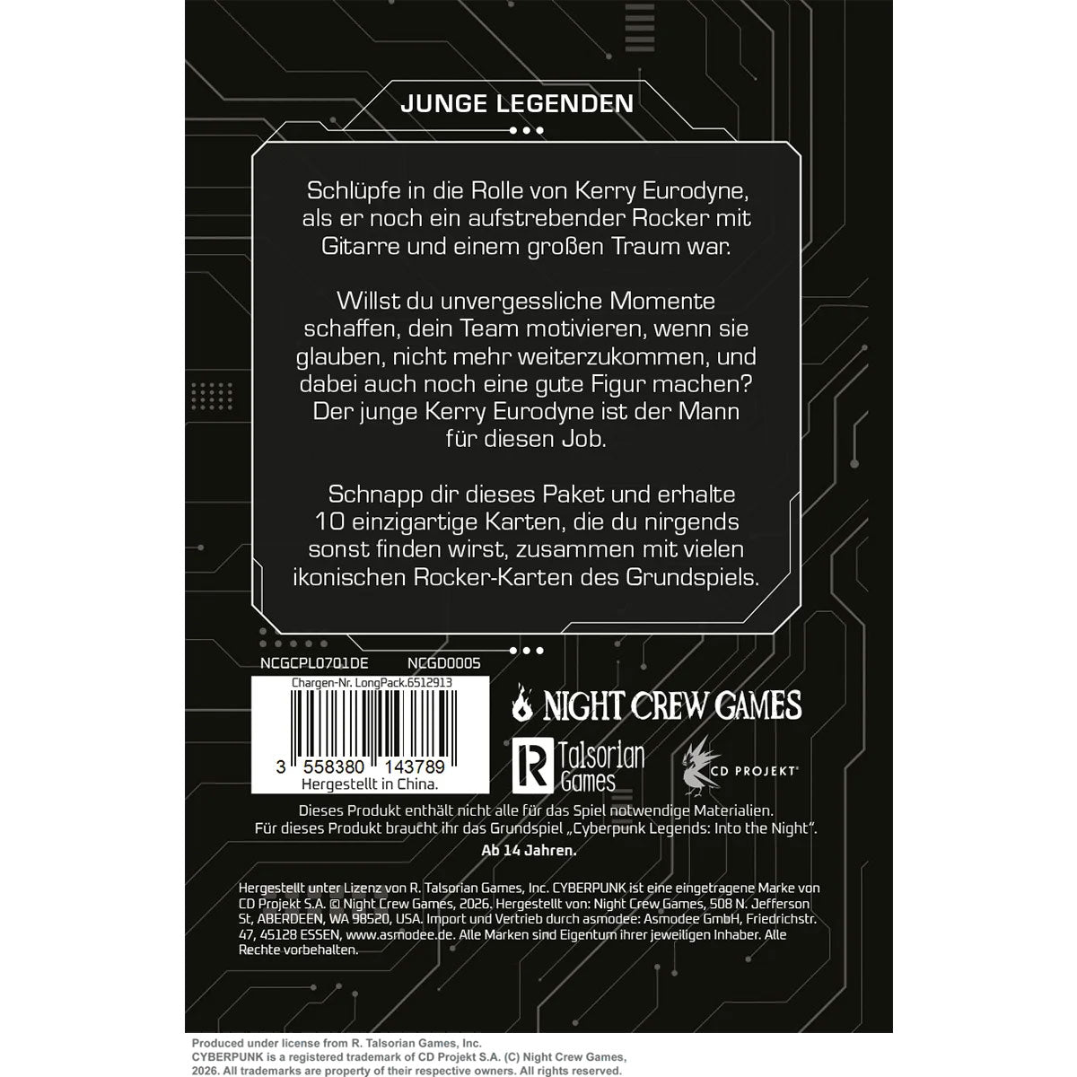 Cyberpunk Legends: Into the Night - Eurodyne Erweiterungsdeck Rückseite