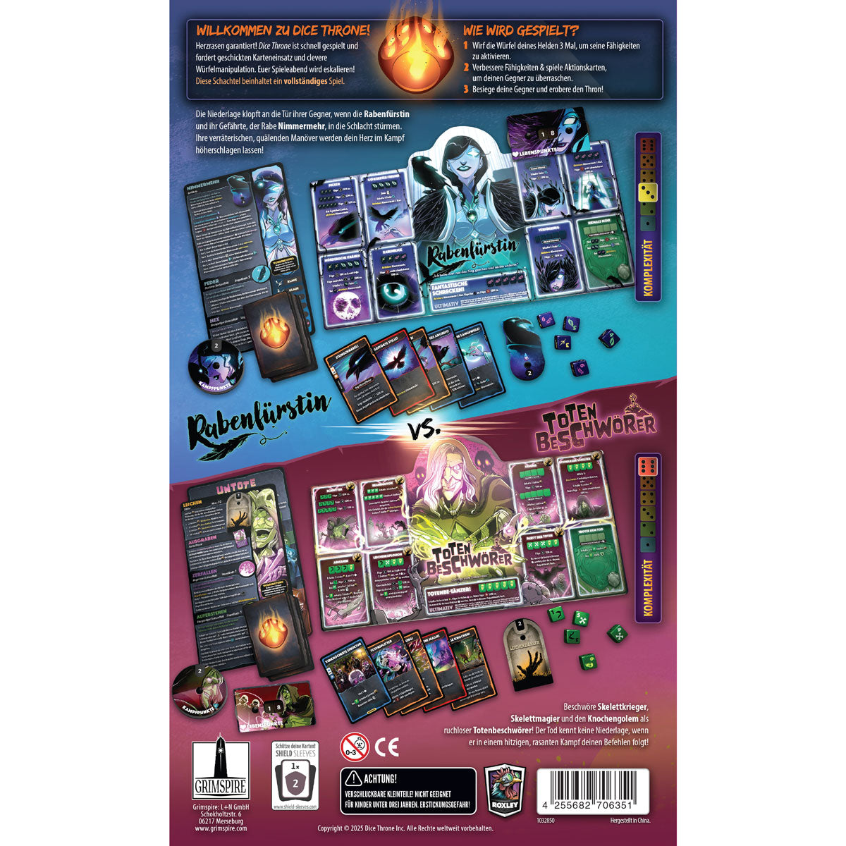 Dice Throne Outcasts: Rabenfürstin vs. Totenbeschwörer Rückseite