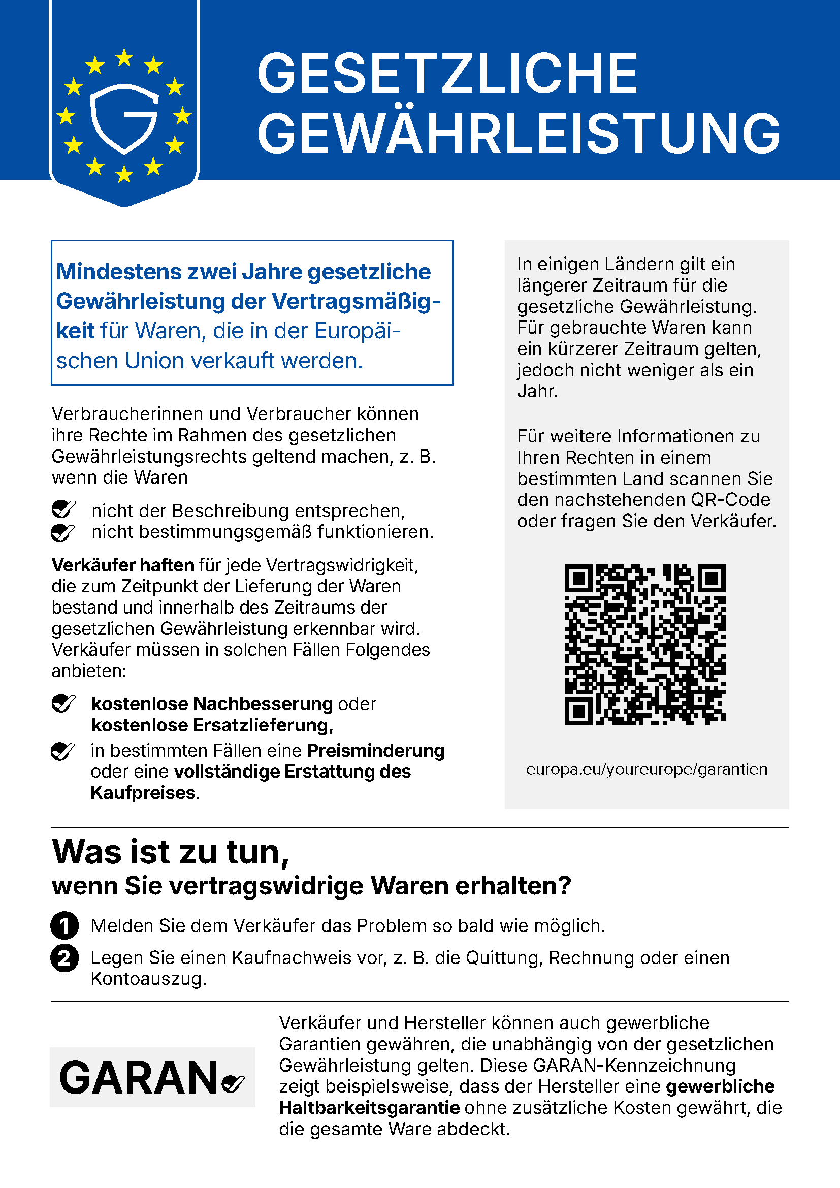Gesetzliches Gewährleistungslabel