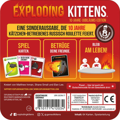 Exploding Kittens: 10-Jahre-Jubiläums-Edition Rückseite