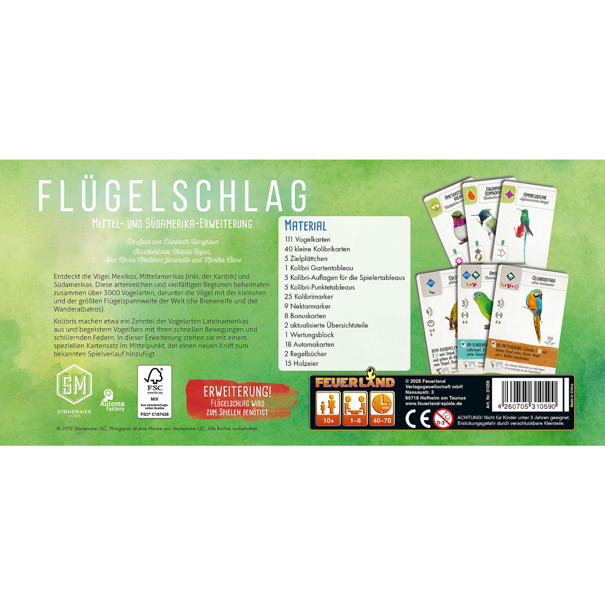 Flügelschlag: Mittel- und Südamerika Rückseite