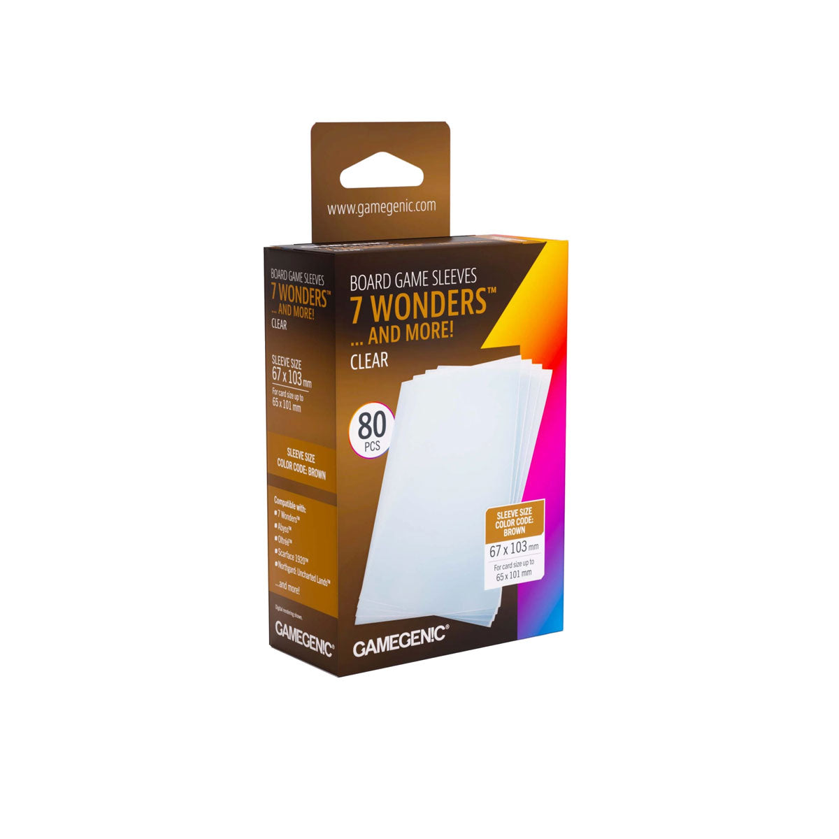 Gamegenic Clear Sleeves: 7 Wonders ...and more! (67x103mm)