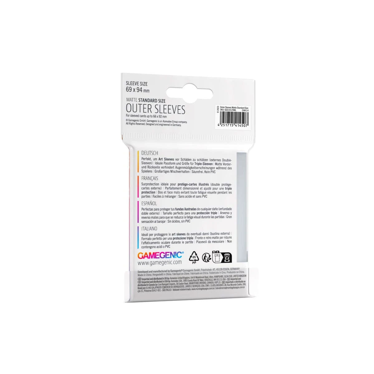 Gamegenic Matte Outer Sleeves Rückseite
