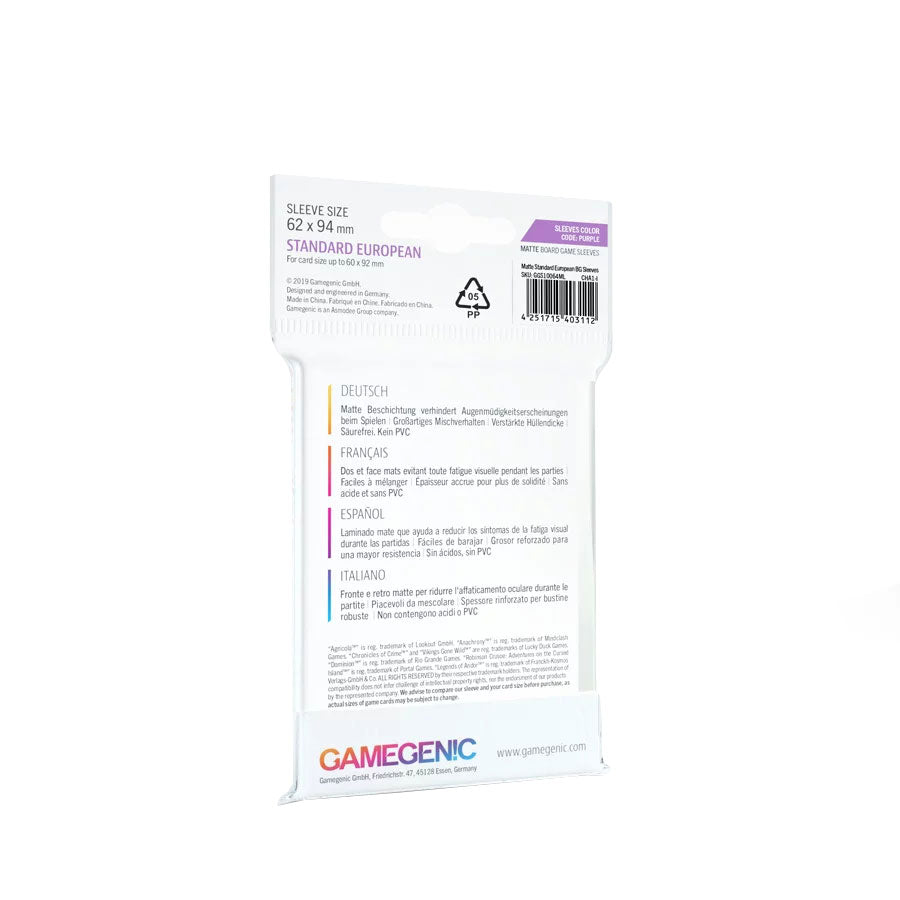 Gamegenic Matte Sleeves: PURPLE (62x94mm)