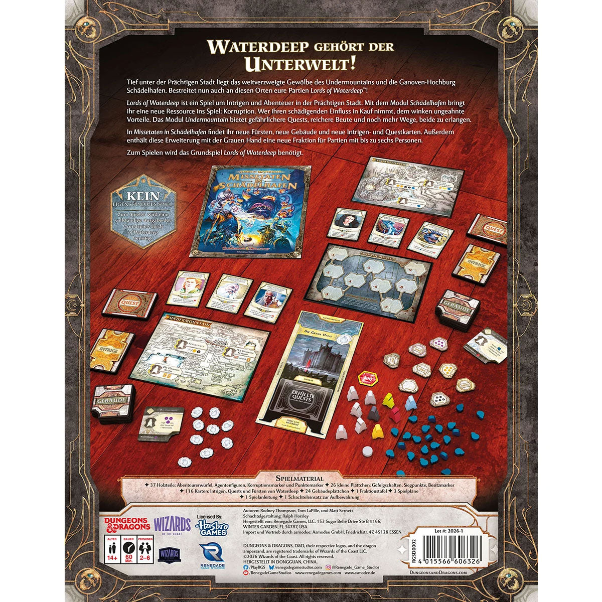 Lords of Waterdeep: Missetaten in Schädelhafen Rückseite