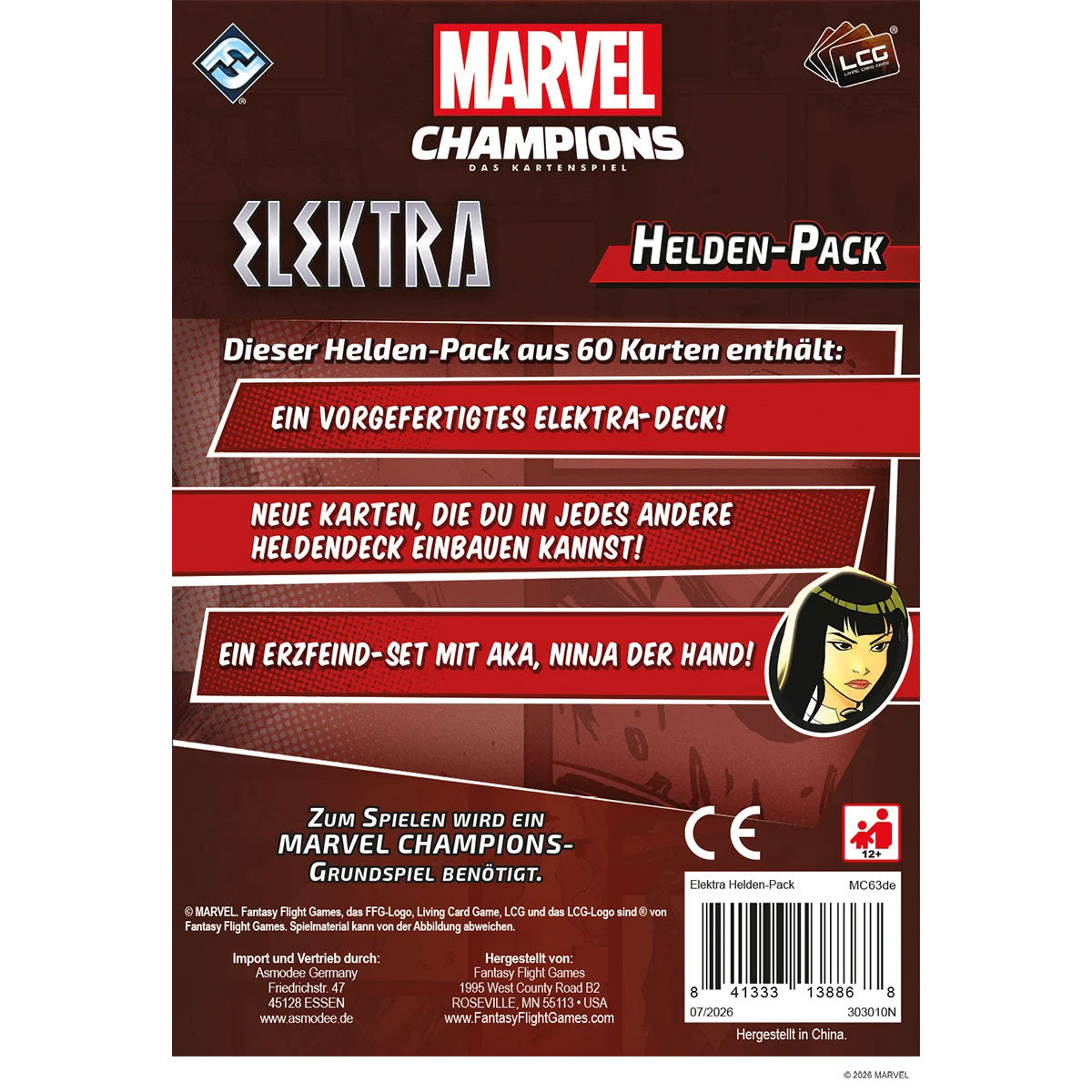 Marvel Champions: Das Kartenspiel - Elektra Rückseite