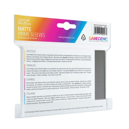Gamegenic Matte Prime Sleeves: Standard Size in Dunkelgrau Rückseite