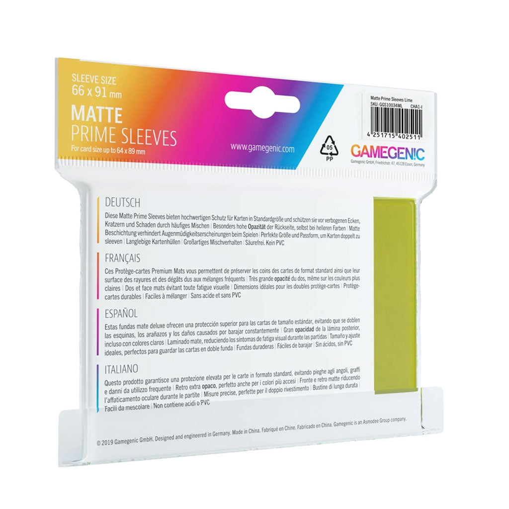 Gamegenic Matte Prime Sleeves: Standard Size in Lime Rückseite