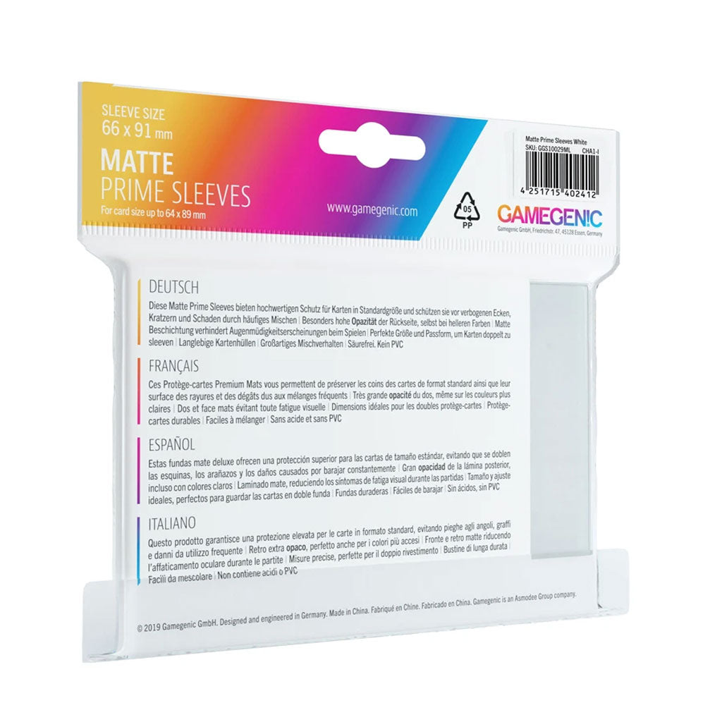 Gamegenic Matte Prime Sleeves: Standard Size in Weiß Rückseite