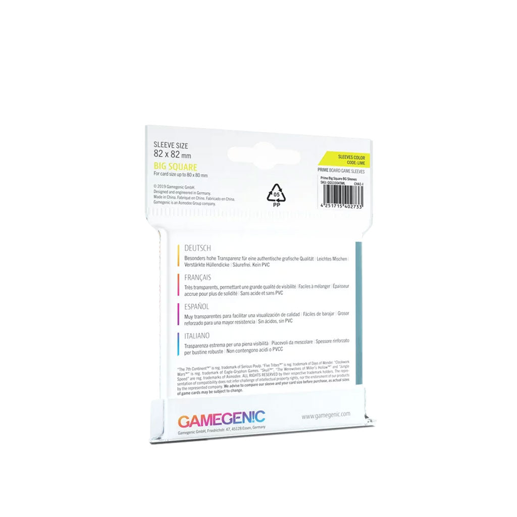Gamegenic Prime Sleeves: LIME (82x82mm) Rückseite