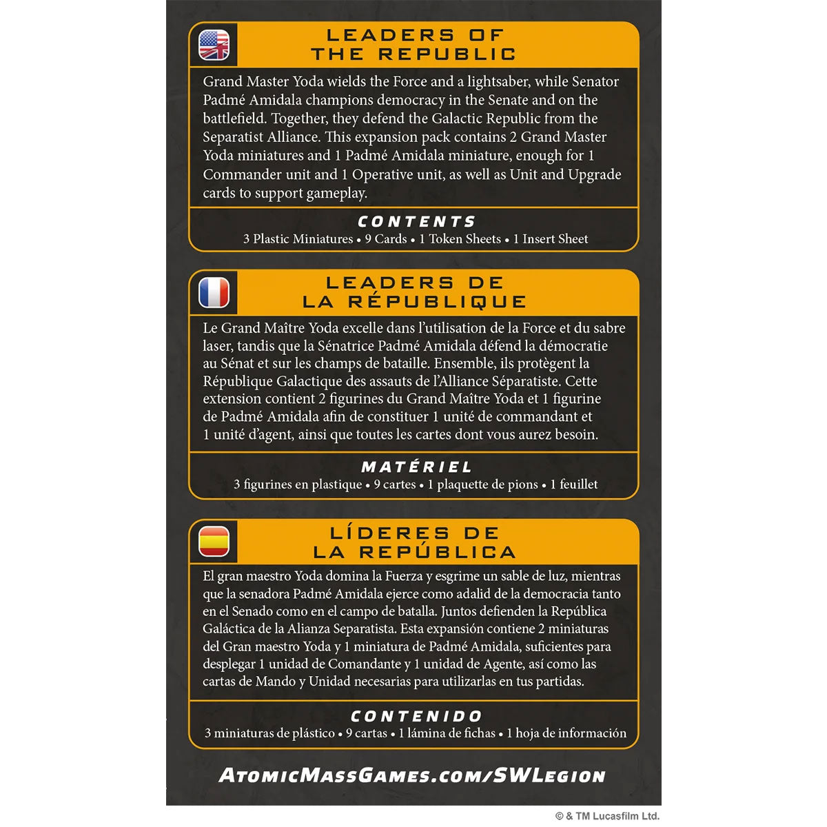 Star Wars: Legion - Leaders of the Republic Rückseite
