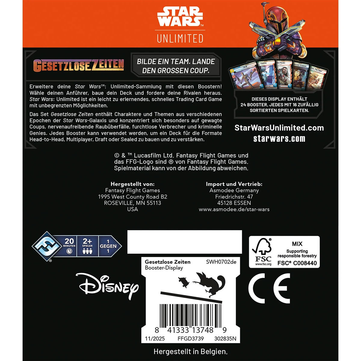 Star Wars: Unlimited - Gesetzlose Zeiten (Booster-Display) Rückseite