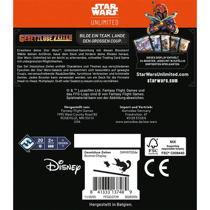 Star Wars: Unlimited - Gesetzlose Zeiten (Booster-Display) Rückseite