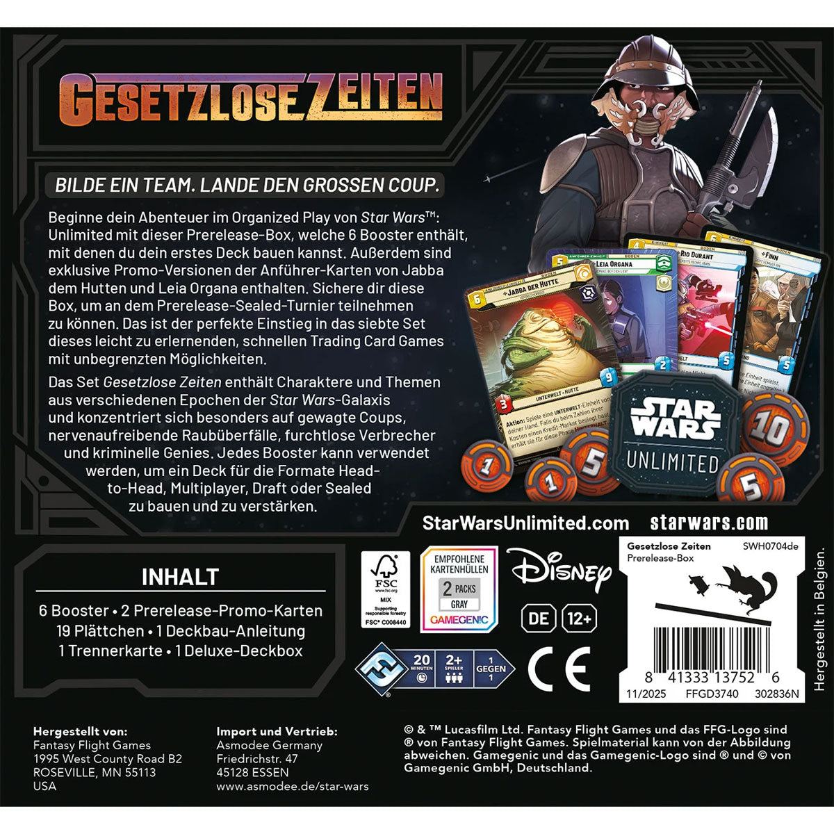 Star Wars: Unlimited - Gesetzlose Zeiten (Prerelease-Box) Rückseite