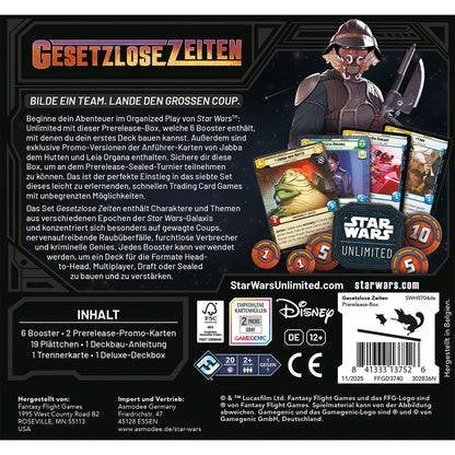 Star Wars: Unlimited - Gesetzlose Zeiten (Prerelease-Box) Rückseite