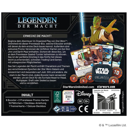 Star Wars: Unlimited - Legenden der Macht (Prerelease-Box) Rückseite
